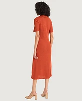Luxely Women's Solid-Color Collared Midi Dress