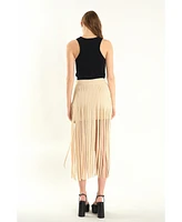 endless rose Women's Knit Fringe Skirt
