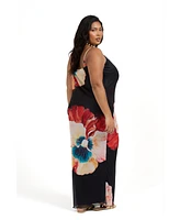 Fashion-szn Curve Plus Sleeveless Floral Print Dress