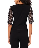 Msk Women's V-Neck Short-Sleeve Top