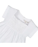 Hope & Henry Girls' Sleeveless Crochet Detail Empire Waist Seersucker Dress, Kids