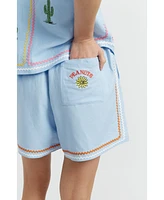 Chinti & Parker Women's Linen-Cotton Peanuts Vacation Shorts