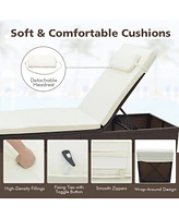 Gymax Chaise Lounge Set of 2 w/ 6-level Backrest Comfy Seat Cushion & Headrest Patio