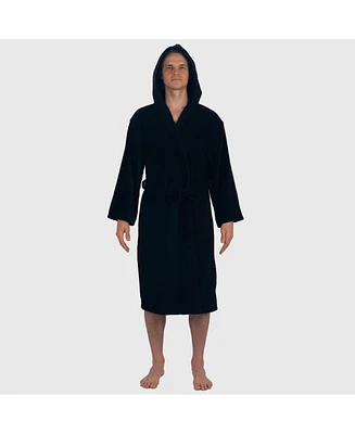 Alpine Swiss Men's Dane Hooded Bathrobe Cotton Terry Cloth Luxury Hotel Spa Robe