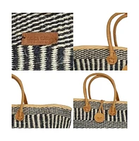 Balance Stripes Handwoven Beach Straw Tote Basket