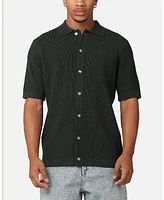 Xxiii Men's Zyair Knit Rib Button Up Shirt