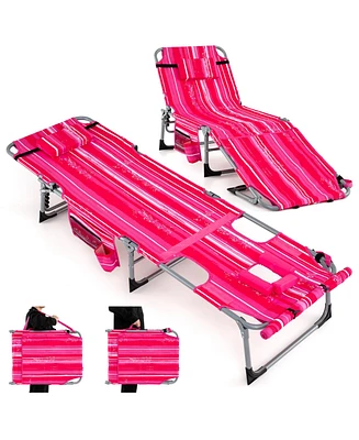 5 Position Folding Chaise Lounge Chair for Outdoor Patio Pool or Garden Relaxation