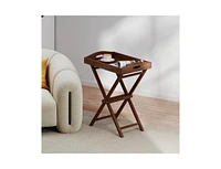 Tray Table with Removable Tray Top for Convenient Serving and Versatile Use on Patio and in Garden