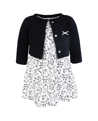 Hudson Baby Girls Cotton Dress and Cardigan Set