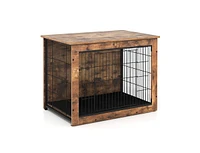 Dog Crate Furniture with Cushion and Double Doors