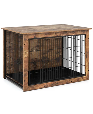 Dog Crate Furniture with Cushion and Double Doors