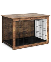 Dog Crate Furniture with Cushion and Double Doors