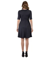 24seven Comfort Petite Apparel A Line Knee Length Dress Elbow Sleeves