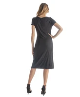 24seven Comfort Apparel Petite Short Sleeve Knee Length Dress