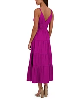 Siena Women's Cotton-Blend Spaghetti-Strap Tiered Maxi Dress
