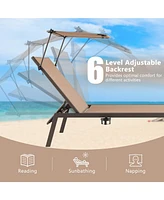 Gymax 6-Position Recliner Lounge Outdoor Adjustable Reclining Chair Poolside