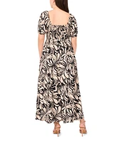 Msk Petite Square-Neck Short-Sleeve Maxi Dress