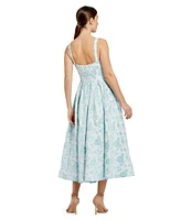 Mac Duggal Women's Sleeveless Large Bow Detail Floral Brocade Dress