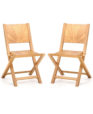 2 Pieces Folding Patio Chairs with Inclined Backrest
