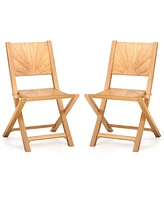 2 Pieces Folding Patio Chairs with Inclined Backrest