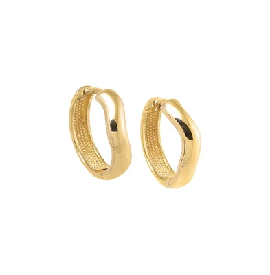 Solid Wide Squiggle Huggie Earring 14K