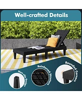 Outdoor Chaise Lounger Chair with Waterproof Rattan Textured Pp Surface