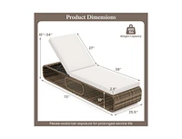 7-Position Adjustable Pe Rattan Outdoor Chaise Lounge Chair