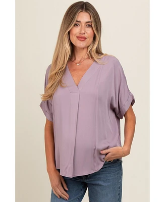 Pinkblush Maternity Lavender V-Neck Pin-Tuck Detail Top