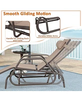 Gymax Patio Chaise Lounge Glider Recliner Chair Adjustable Sturdy Metal Frame Outdoor