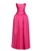 Miss Circle Women's Walterina Fuchsia Satin Strapless Drop Waist Corset Gown