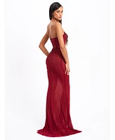 Miss Circle Women's Fatima Crystal Sleeveless Corset Mermaid Maxi Dress