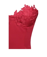Miss Circle Women's Sacha Red Lace Drop Waist Corset Puffy Mini Dress