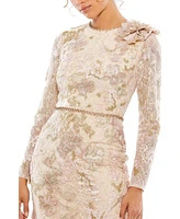 Women's Floral Embroidered Lace Trumpet Gown