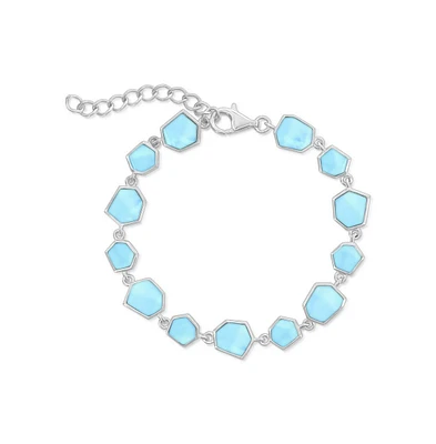 Sterling Silver Larimar Linked Bracelet