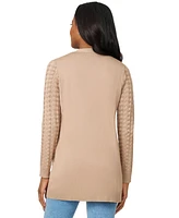 Melissa Paige Petite Pointelle Open-Front Cardigan Sweater