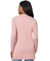 Melissa Paige Petite Pointelle Open-Front Cardigan Sweater
