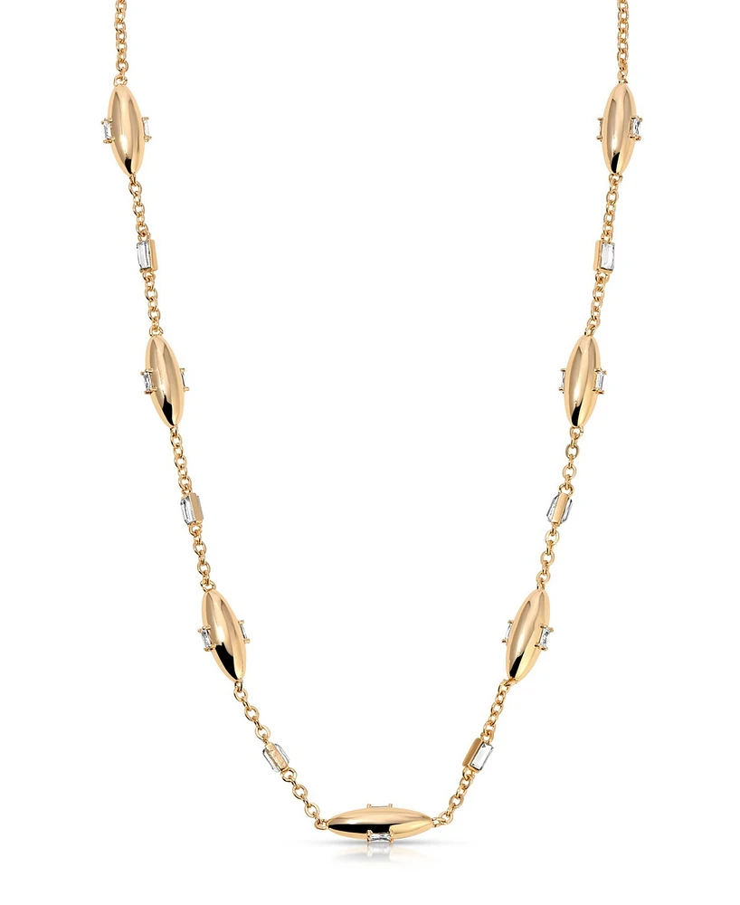 Ettika Oval Dome Baguette Crystal Chain Necklace