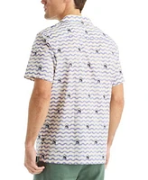 Jaws x Nautica Men's Classic-Fit Printed Button-Down Camp Shirt