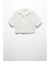Mango Women's Embroidered Polo-Neck Blouse