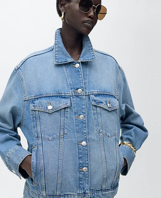 Mango Women's Oversize Denim Pockets Jacket