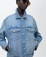 Mango Women's Oversize Denim Pockets Jacket