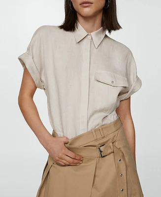Mango Women's Pocket Linen Shirt