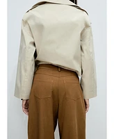 Mango Women's Wide Leg Cotton and Lyocell Blend Pants