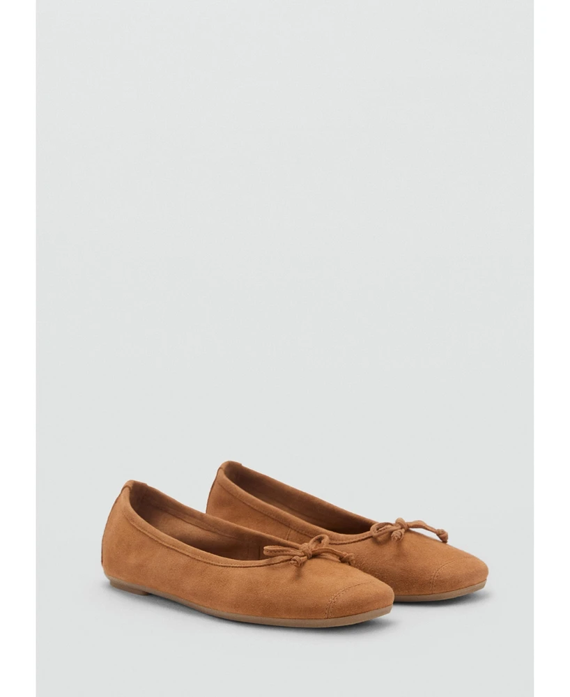 Mango Women's Bow Suede Ballerinas Shoes