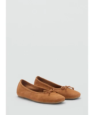Mango Women's Bow Suede Ballerinas Shoes