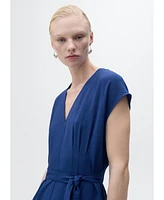 Mango Women's Long Cropped Belted Jumpsuit