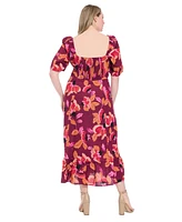 London Times Plus Short-Sleeve A-Line Dress