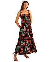 Vince Camuto Women's Printed Rope-Strap Tiered Maxi Dress