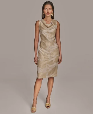 Donna Karan New York Women's Sequined Cowlneck Sheath Dress