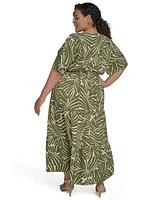 Jessica Howard Plus Printed V-Neck Maxi Dress